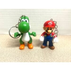 Super Mario Brothers Yoshi & Mario Moveable Action Figure Custom Made Key Chain